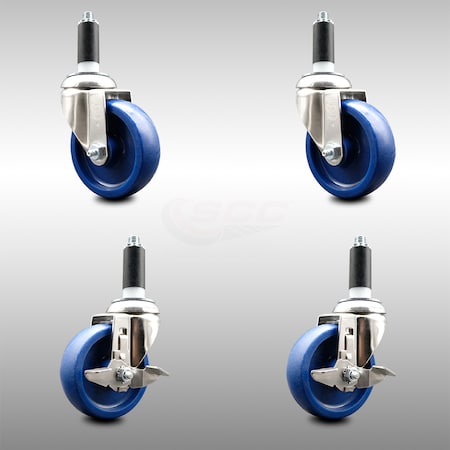 Service Caster 4 Inch 316SS Solid Poly Swivel 1 Inch Expanding Stem Caster Brake SCC, 2PK SCC-SS316EX20S414-SPUS-2-TLB-2-1
